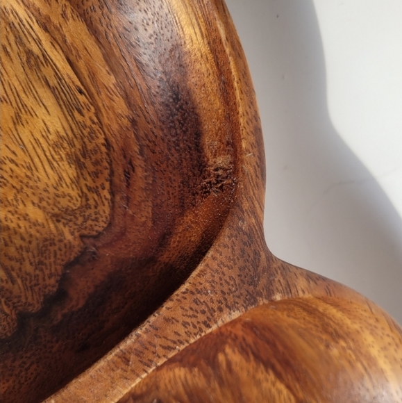 Vintage MCM Acacia Wood Shell Shaped Snack Bowl - Picture 9 of 9